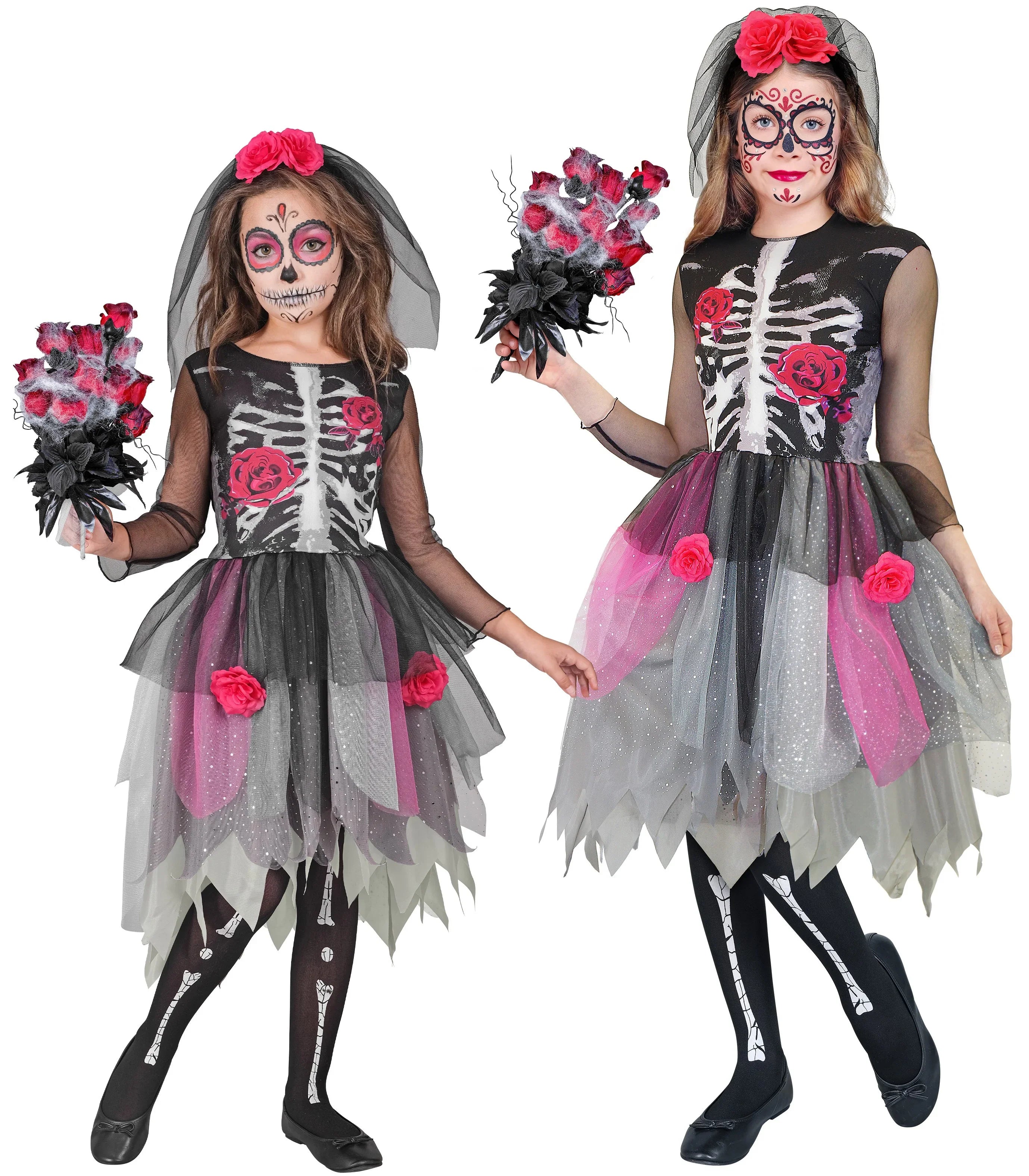 Disfraz de Catrina con Rosas para Niña Catrina Widmann